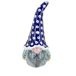 Blue Rose Polish Pottery 45E WR Unikat Gnome Luminary - 1 of 2