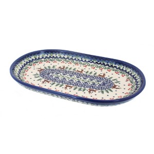 Blue Rose Polish Pottery 118 Vena Small Oval Dish - 1 of 1