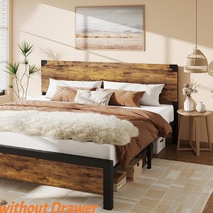 Full Bed/Queen Size/King Size Frame with 4 Drawers/without Drawers, Bed Frame with Storage, Metal Platform Bed Frame No Box Spring Needed - 1 of 4