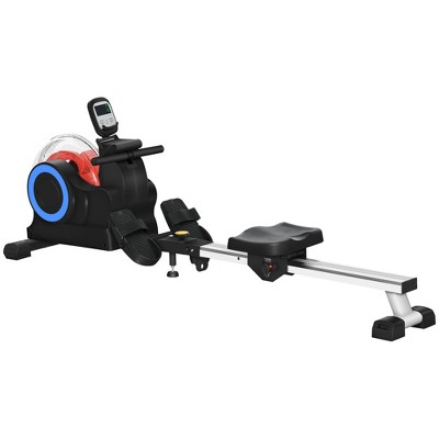 Soozier Foldable Rowing Machine, Water Row Machine with Wheels and LCD Monitor for Home Cardio Training