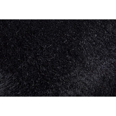 Indochine Black Rectangular Hand-Tufted Synthetic Fur Rug