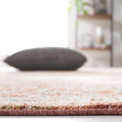 Rust and Blue Hand-Knotted Synthetic Area Rug