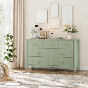 7 Drawer Dresser for Bedroom, 54"W Wooden Chest of Drawers with Metal Handles, Fluted Clothes Storage Organizer, Dresser TV Stand for Hallway - 1 of 4