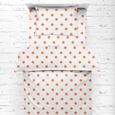 Bacati - Stars Orange Muslin 4pc Toddler Bedding Set