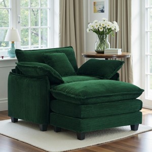 40''W Comfy Cloud Sofa Armchair - Corduroy Oversized Chair & Ottoman Set, Plush Upholstery & Extra Deep Seat for Small Apartment Living Rooms - 1 of 4