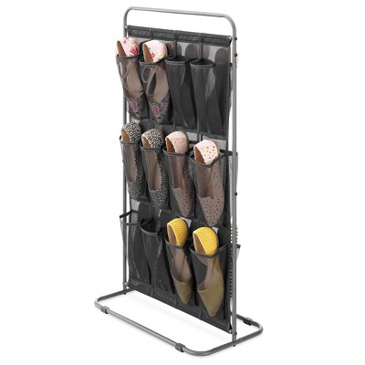 Whitmor 24 Pocket Metal and Mesh Shoe Rack Black