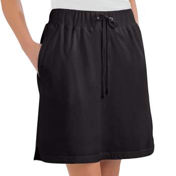Collections Etc Drawstring Cotton Knit Pull-On Skort with Elastic Waistband - Casual Summer Apparel