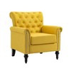Mid-Century Modern Accent Chair, Linen Armchair w/Tufted Back/Wood Legs, Upholstered Lounge Arm Chair Single Sofa - 3 of 4
