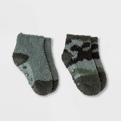 Toddler 2pk Cozy Camo Ankle Socks - Cat & Jack™ Green 6-7