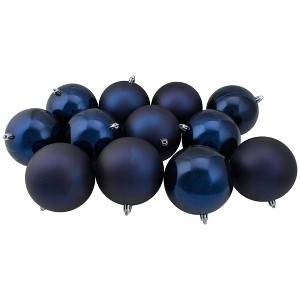 Northlight 12ct Shatterproof 2-Finish Christmas Ball Ornament Set 4" - Blue - 1 of 2
