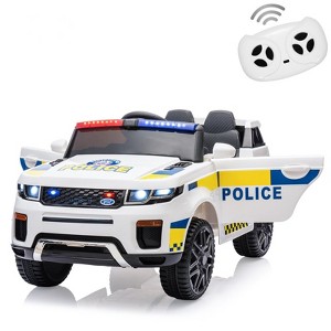 Electric Police Car for Kids,12V 4.5AH Battery Powered Kids Ride on Toy with Remote Control, Flashing Lights and Music - 1 of 4