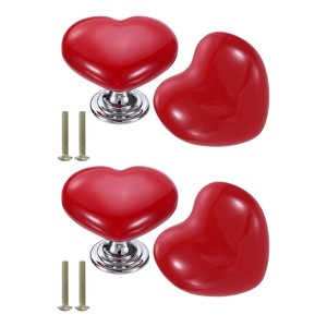 Unique Bargains Heart-Shaped Ceramic Drawer Knobs with Screw for Cupboard 4 Pcs - 1 of 4