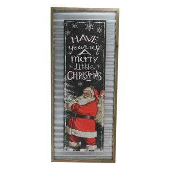 Melrose 31.5” Red and Black “Have yourself a Merry Little Christmas" Santa Wall Plaque