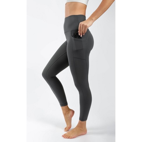 Yogalicious - Women's Nude Tech Water Droplet High Waist Ankle Legging -  Black - X Large