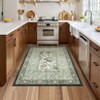 4'x6' Washable Floral Print Living Room Bedroom Rugs, Vintage Farmhouse Indoor Floor Carpet, Non Slip Large Dining Room Rugs, Green - 2 of 4