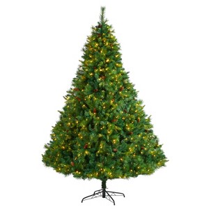8ft. Full Bodied Mixed Pine Artificial Christmas Tree with 700 Clear LED Lights & Pine Cones – Towering Holiday X-Mas Tree - 1 of 4