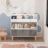 ORRD Kids Bookshelf with 3 Fabric Bins - White & Gray Children's Bookcase with Storage for Playroom & Nursery - 4 of 4