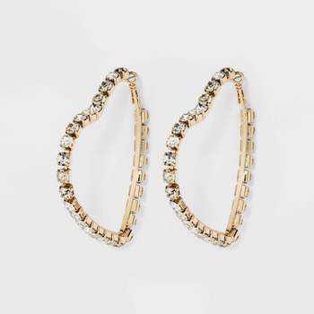 Crystal Heart Cubic Zirconia Hoop Earrings - Wild Fable™ Gold
