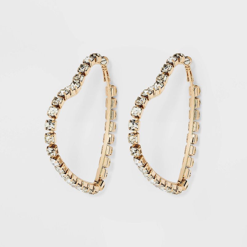 Crystal Heart Cubic Zirconia Hoop Earrings - Wild Fable&#8482; Gold, 1 of 5