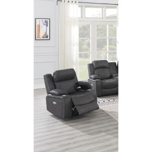 Power Motion Recliner Chair with Gel Leatherette, Pillow-Top Arms, Storage & Cup Holder, 1-Piece - 1 of 4