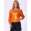INSPIRE CHIC Women's Holographic Shiny Long Sleeve Zipper Hooded Metallic Jacket - 3 of 4