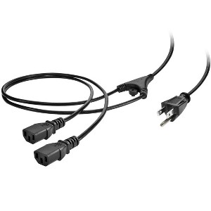 Monoprice Power Cord Splitter - 6 Feet - Black | NEMA 5-15P to 2x IEC 60320 C13, 18AWG, 10A/1250W, SJT - 1 of 4