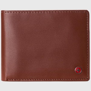 Alpine Swiss Mens Spencer RFID Bifold Wallet 2 ID Windows Divided Bill Section Smooth Leather Comes in a Gift Box - 1 of 4