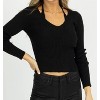 Women's KNIT COLLAR TIE LONG SLEEVE TOP - Fore - 3 of 4