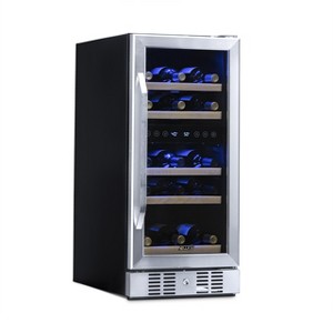 Newair 15" Built-in 29 Bottle Dual Zone Compressor Wine Fridge in Stainless Steel, Quiet Operation with Beech Wood Shelves - 1 of 4