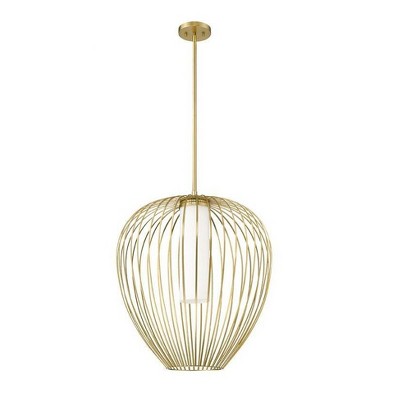 Modern Gold 22" Glass Pendant Light with Opal Shade