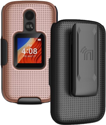 Nakedcellphone Case and Belt Clip Holster Combo for Alcatel TCL Flip 2 (T408DL, 4058G, 4058E) - Rose Gold