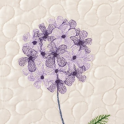 Lavender Floral Embroidered Standard/Queen Polyester Pillow Sham