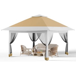 homfan Canopy Tent with Mosquito Netting, One Push Setup Outdoor Canopy Shelter, for Backyard Patio Garden with 4 Sand Bags - 1 of 4