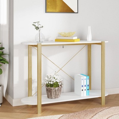vidaXL Console Table White 43.3 in.x15 in.x29.5 in. Engineered Wood