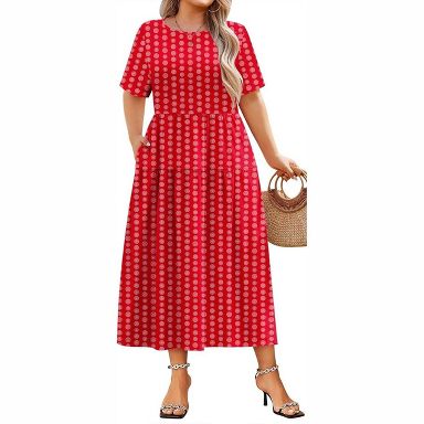 flowy loose dresses Zeagoo Plus Size Casual Dress for Women Bohemian Short Sleeve Maxi Summer Beach Swing with Pockets MZ910 2X : Target P&G Dress