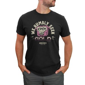 Men's A Minecraft Movie Pink Sheep We Seek Gold  T-Shirt - Black - 4X Large - 1 of 4