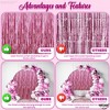 KatchOn, Pink Backdrop for Pink Party Decorations - XtraLarge 3.2x8 Feet, Pack of 2 | Pink Foil Fringe Curtain - 4 of 4