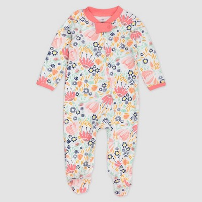 Honest Baby Girls' Flower Power Organic Cotton Pajama Jumpsuit - Light ...