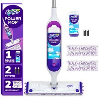 Swiffer Power Mop Multi-Surface Floor Cleaner Kit with 2-Pads, Cleaning Solution and Batteries