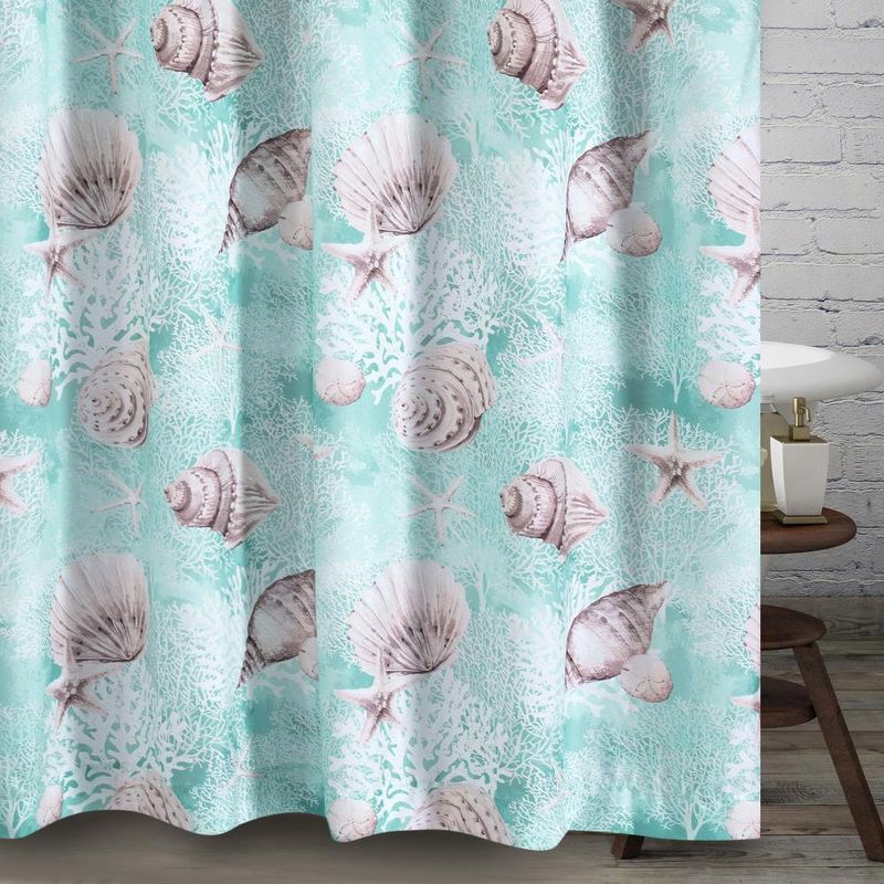 Barefoot Bungalow Bath Shower Curtain Ocean -Turquoise 72x72, 3 of 6