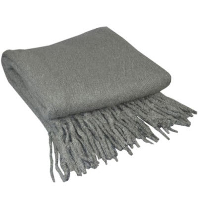 1 Pc 50"x65" Cotton Blend Loop Mohair Bed Blankets Alloy Grey - PiccoCasa