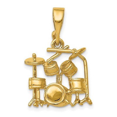 Black Bow Jewelry 14k Yellow Gold 2D Polished Drum Set Pendant