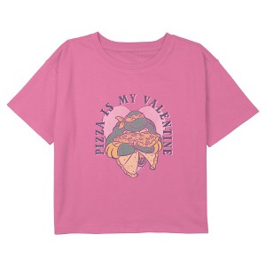 Girl's Teenage Mutant Ninja Turtles Pizza is My Valentine Cropped T-Shirt - 1 of 3