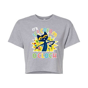 Women's - Pete the Cat - Icecream Oclock Cropped Graphic T-Shirt - 1 of 4