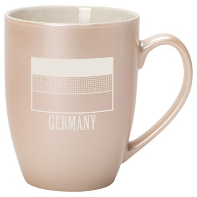 Elanze Designs Germany German Flag 10 Ounce Ceramic Laser-Etched Engraved Drinkware Mug, Metallic Precious Pearl
