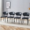 Modern Upholstered Dining Chairs Set of 4, Ergonomic Curved Back Kitchen Chairs with Metal Legs for Dining Room or Breakfast Area-Tanpinhause - 2 of 4