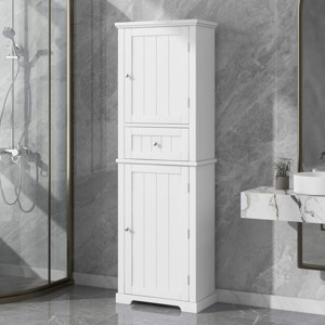 67 Inch Tall Bathroom Storage Cabinet, Bathroom Cabinets With Drawer And Adjustable Shelf, Bathroom Cabinets Modern-Cuddlewood - 1 of 4