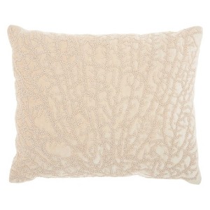 Beaded Coral Velvet Natural Lumbar Throw Pillow Cream - Studio NYC Design, Ivory