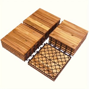 Gulches 10pcs Interlocking Patio Deck Tiles, 11.8"x11.8" Wood Floor Tiles, Outdoor Flooring for Patio Garden Deck Poolside - 1 of 4