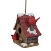 Northlight 7" Brown and Red Birdhouse with Cardinals Hanging Christmas Decoration - 4 of 4